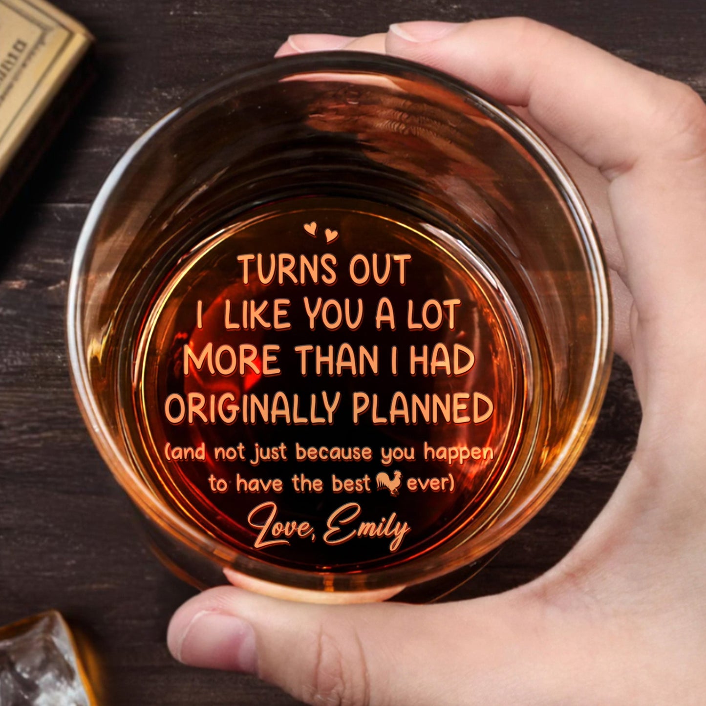 Turns Out I Like You A Lot, Hearts And Wine - Personalized Engraved Whiskey Glass - CPL1319_EWG