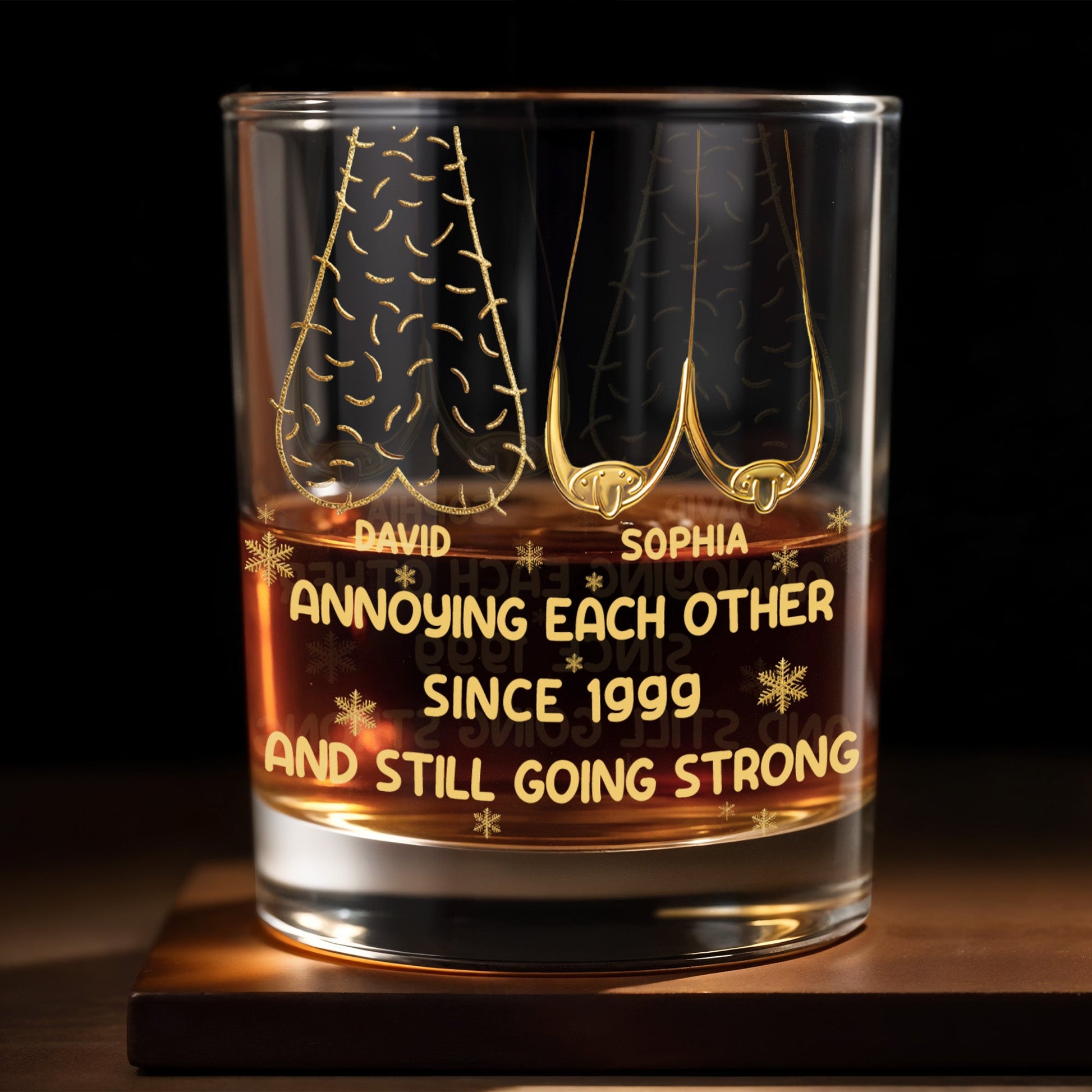Annoying Each Other Since, Fishing Rods and Fish Design - Personalized Custom Whiskey Glass - CPL1335_RWG