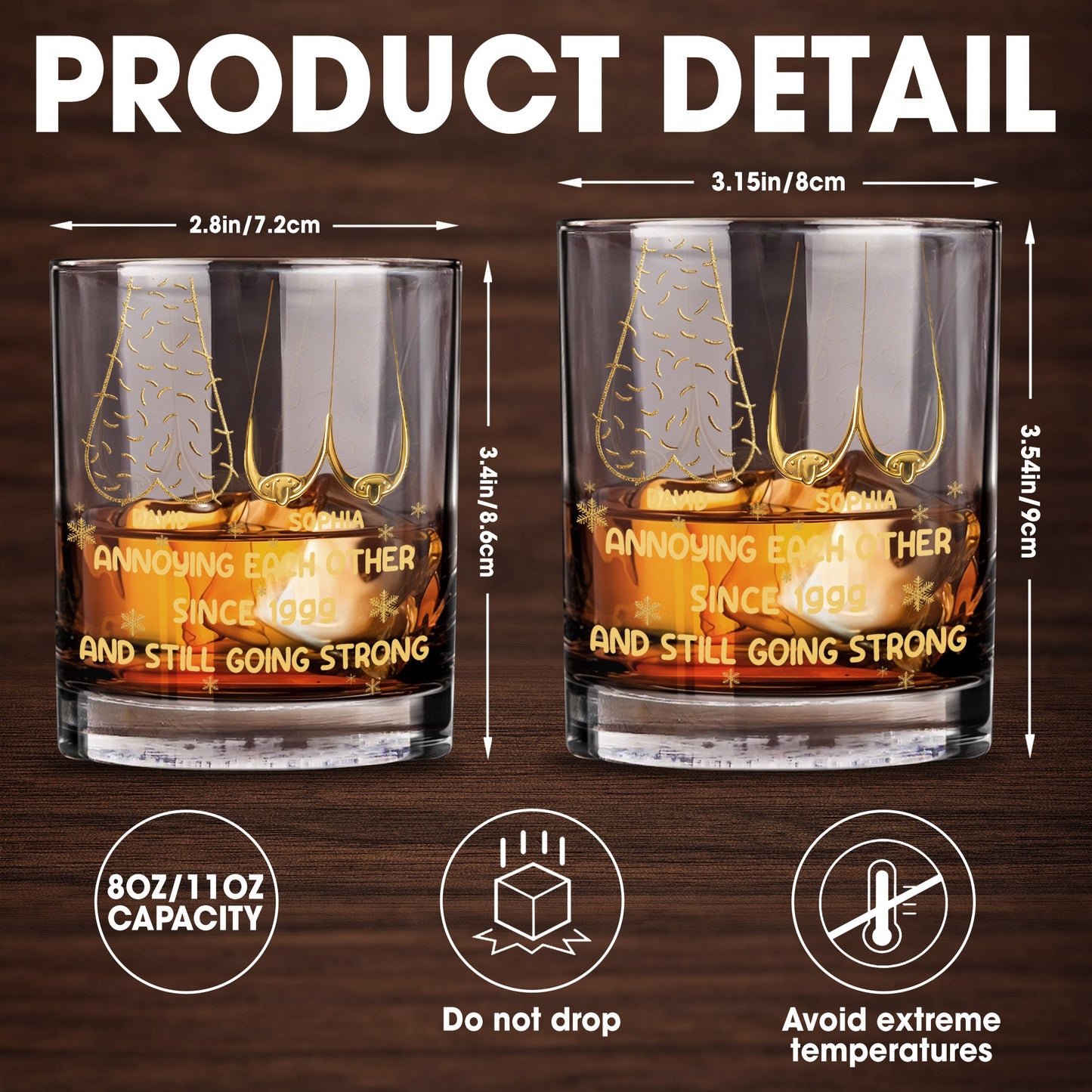 Annoying Each Other Since, Fishing Rods and Fish Design - Personalized Custom Whiskey Glass - CPL1335_RWG