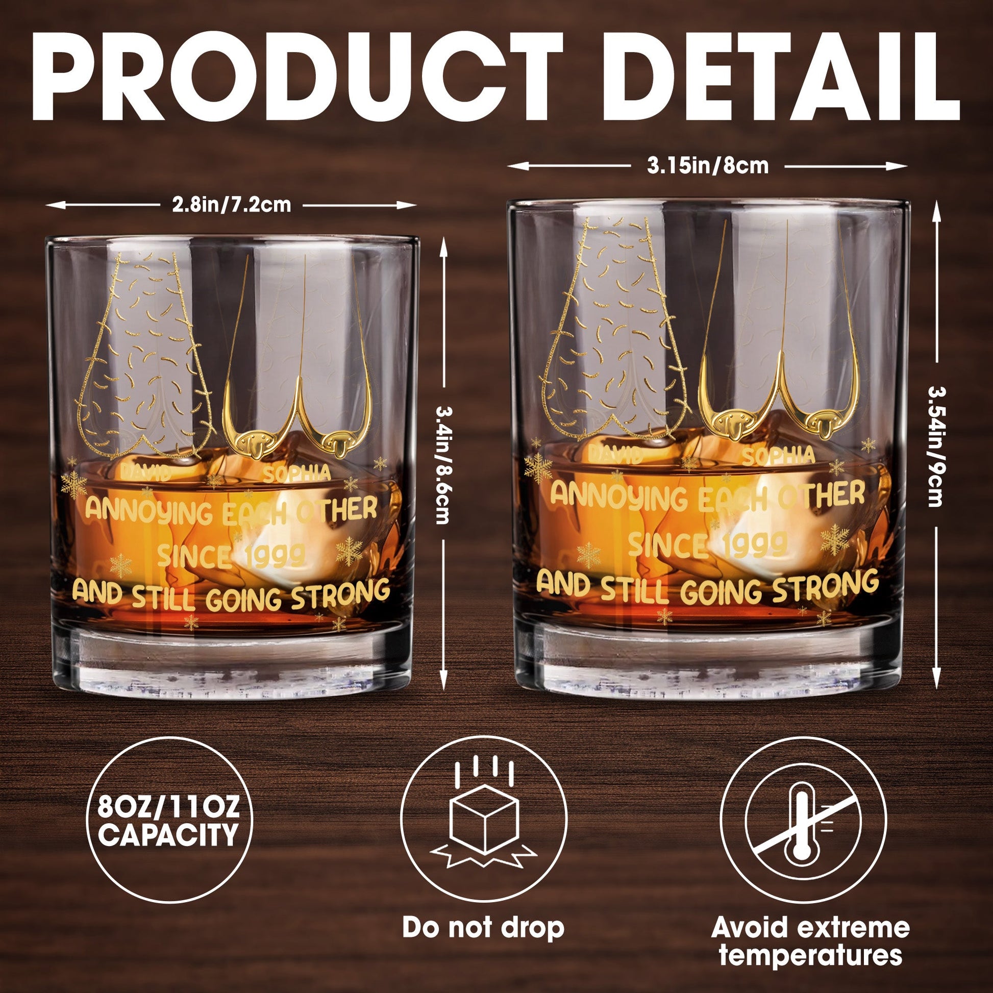 Annoying Each Other Since, Fishing Rods and Fish Design - Personalized Custom Whiskey Glass - CPL1335_RWG