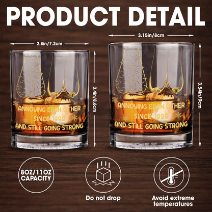 Annoying Each Other Since, Fishing Rods and Fish Design - Personalized Custom Whiskey Glass - CPL1335_RWG
