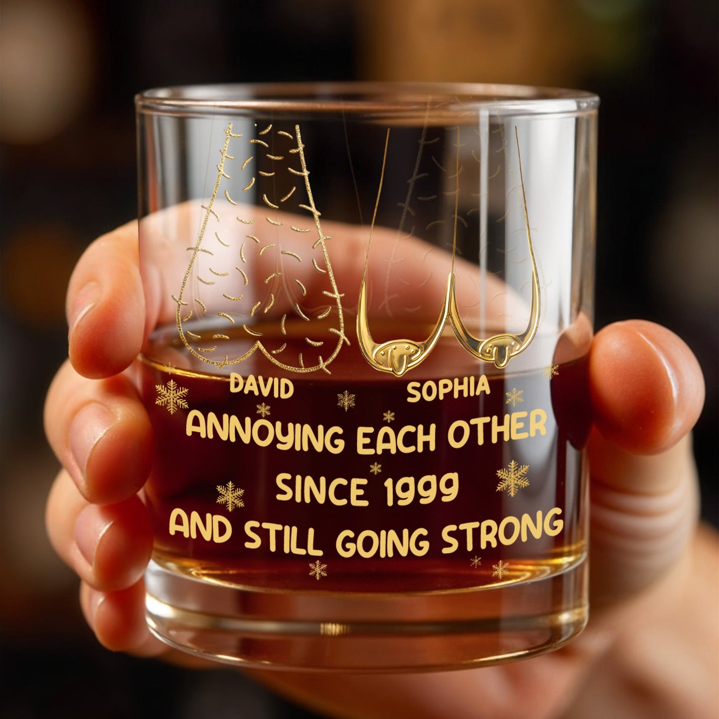 Annoying Each Other Since, Fishing Rods and Fish Design - Personalized Custom Whiskey Glass - CPL1335_RWG