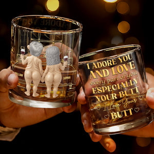 Together Forever, Elderly Couple With Wine Glasses - Personalized Custom Whiskey Glass - CPL1338_RWG
