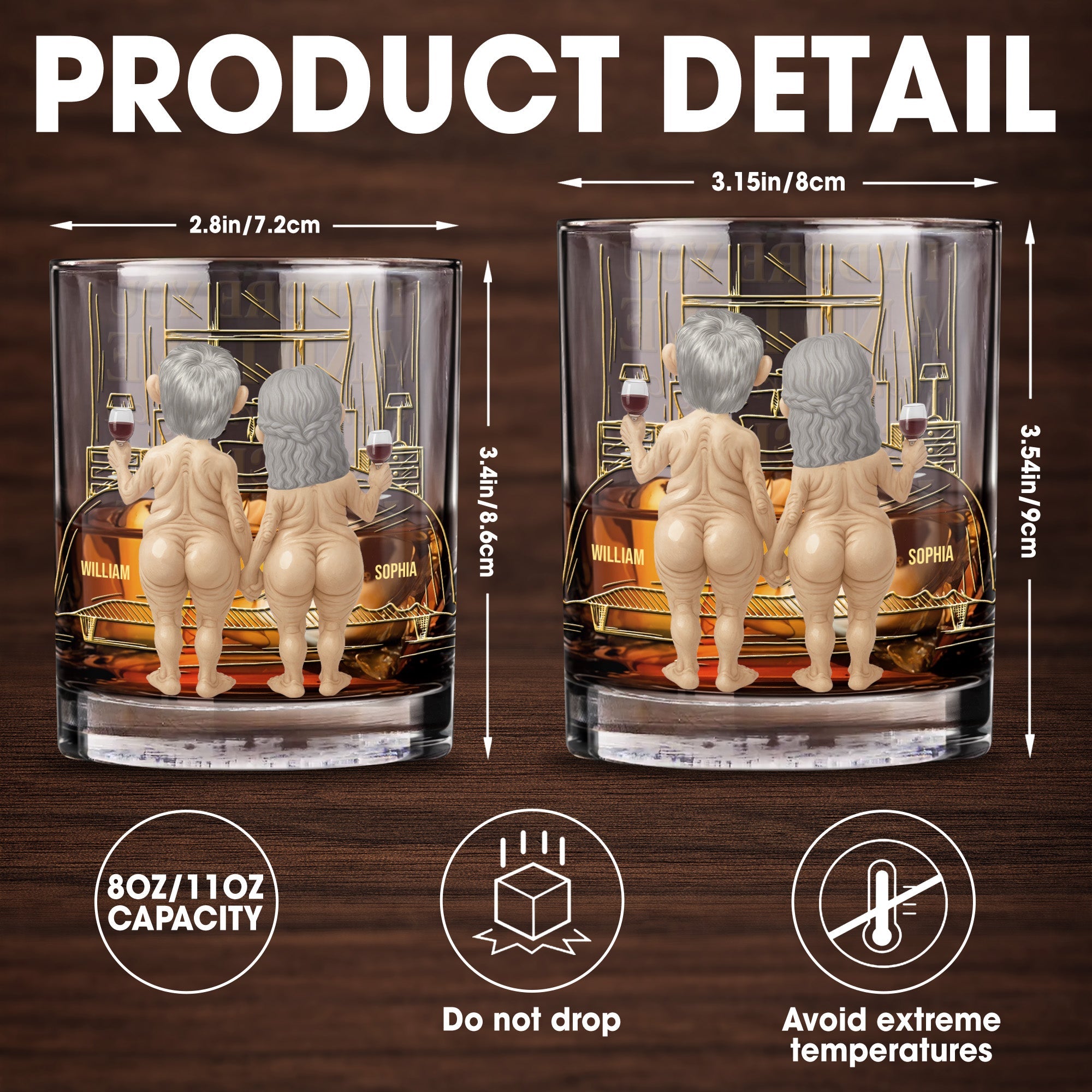 Together Forever, Elderly Couple With Wine Glasses - Personalized Custom Whiskey Glass - CPL1338_RWG