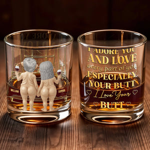 Together Forever, Elderly Couple With Wine Glasses - Personalized Custom Whiskey Glass - CPL1338_RWG