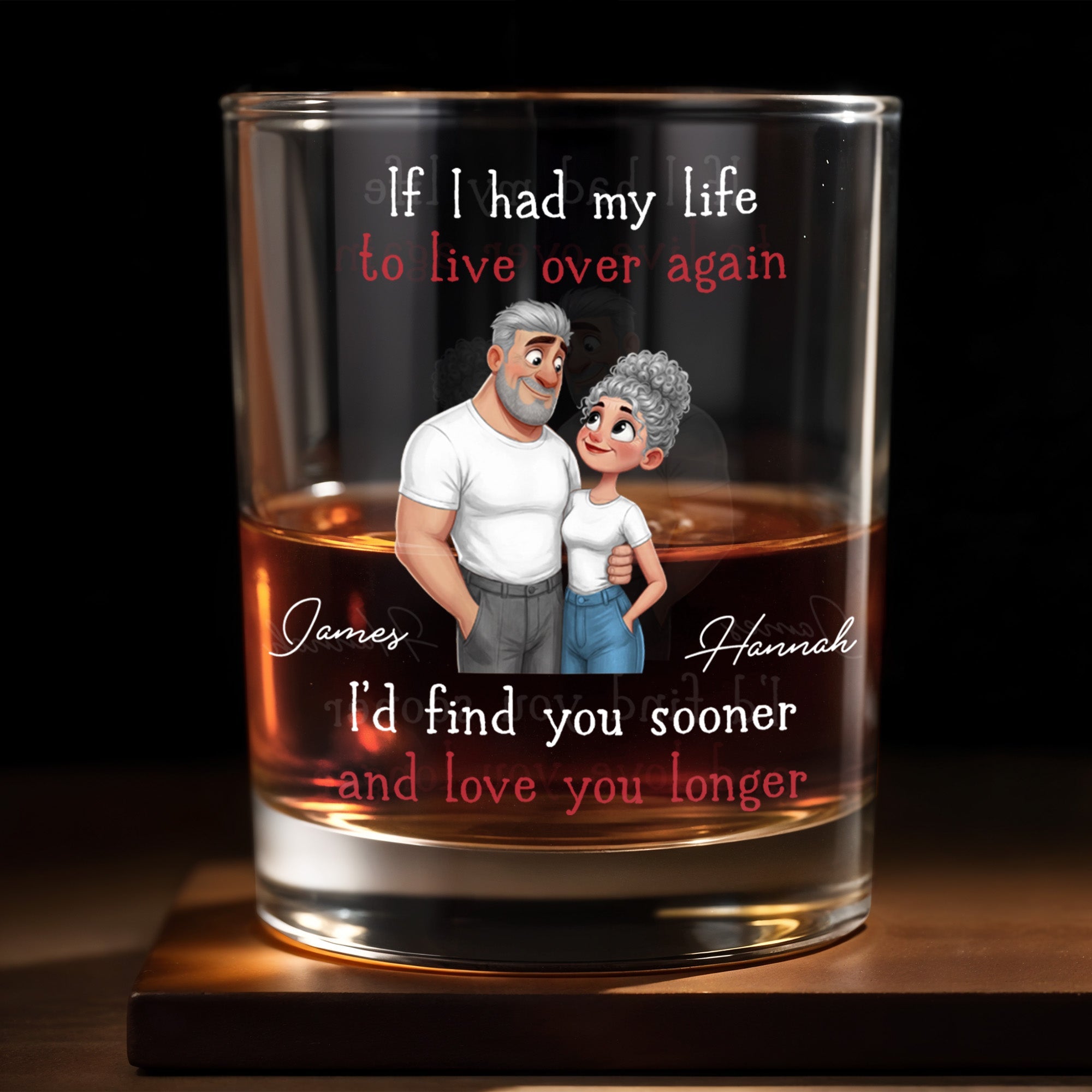 If I Had My Life To Live Over Again I'd Find You Sooner And Love You Longer - Personalized Custom Whiskey Glass - CPL1339_RWG