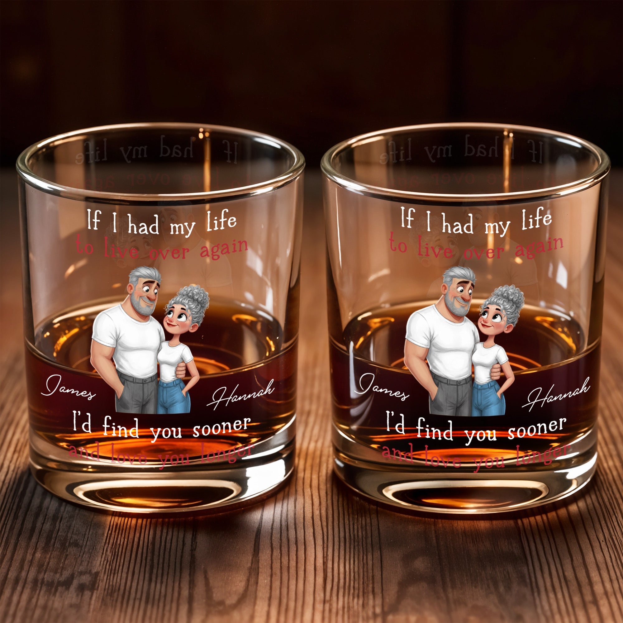 If I Had My Life To Live Over Again I'd Find You Sooner And Love You Longer - Personalized Custom Whiskey Glass - CPL1339_RWG