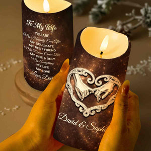 To My Husband You Are My Happily Ever After Holding Hands Heart - Personalized Custom LED Candle - CPL1364_LECA