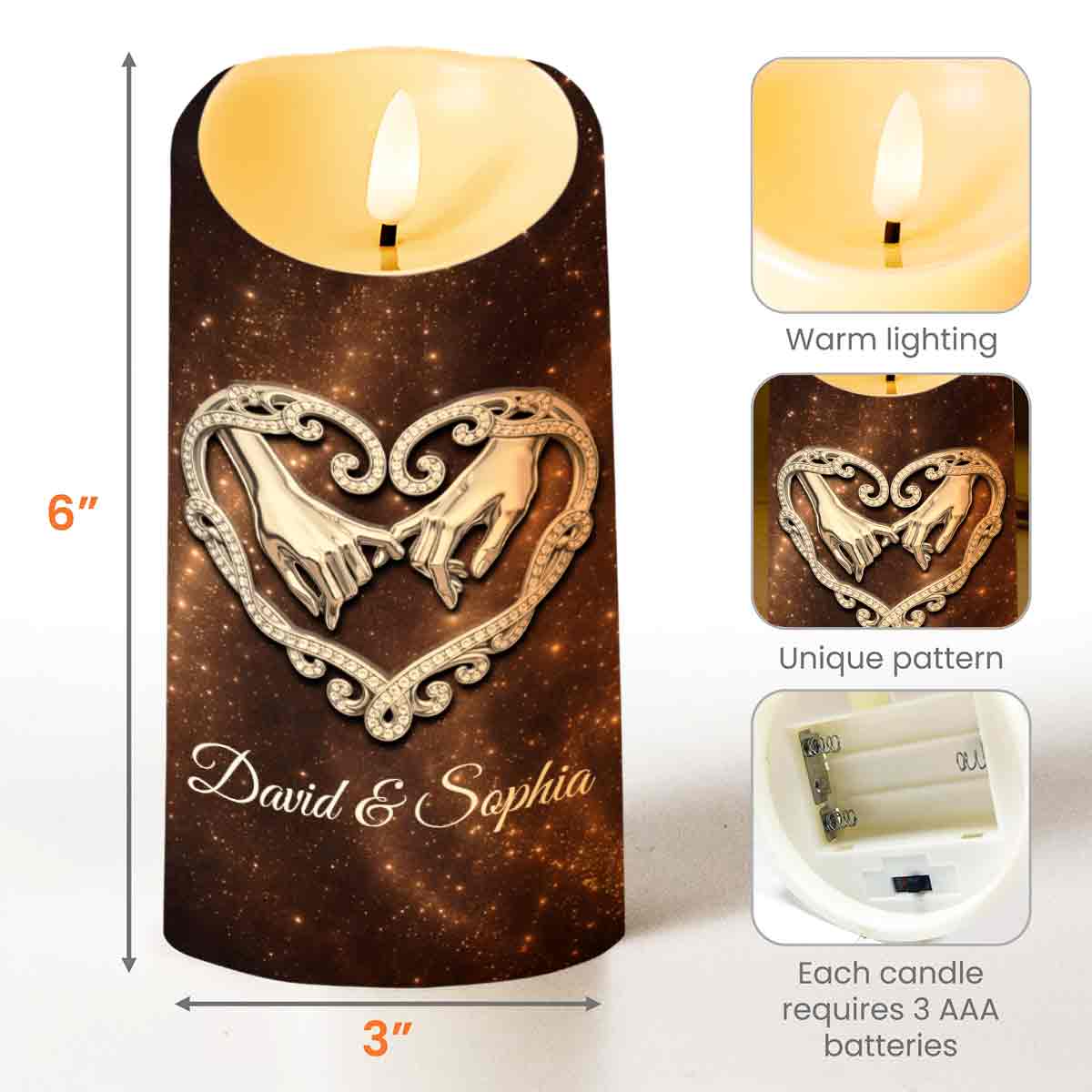 To My Husband You Are My Happily Ever After Holding Hands Heart - Personalized Custom LED Candle - CPL1364_LECA