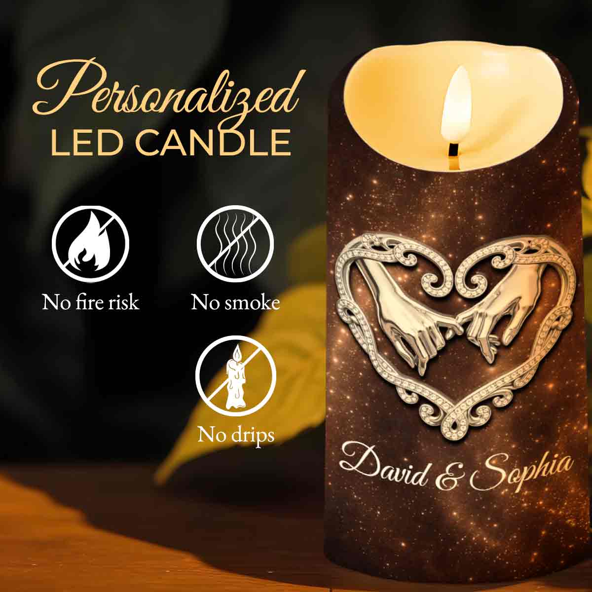 To My Husband You Are My Happily Ever After Holding Hands Heart - Personalized Custom LED Candle - CPL1364_LECA