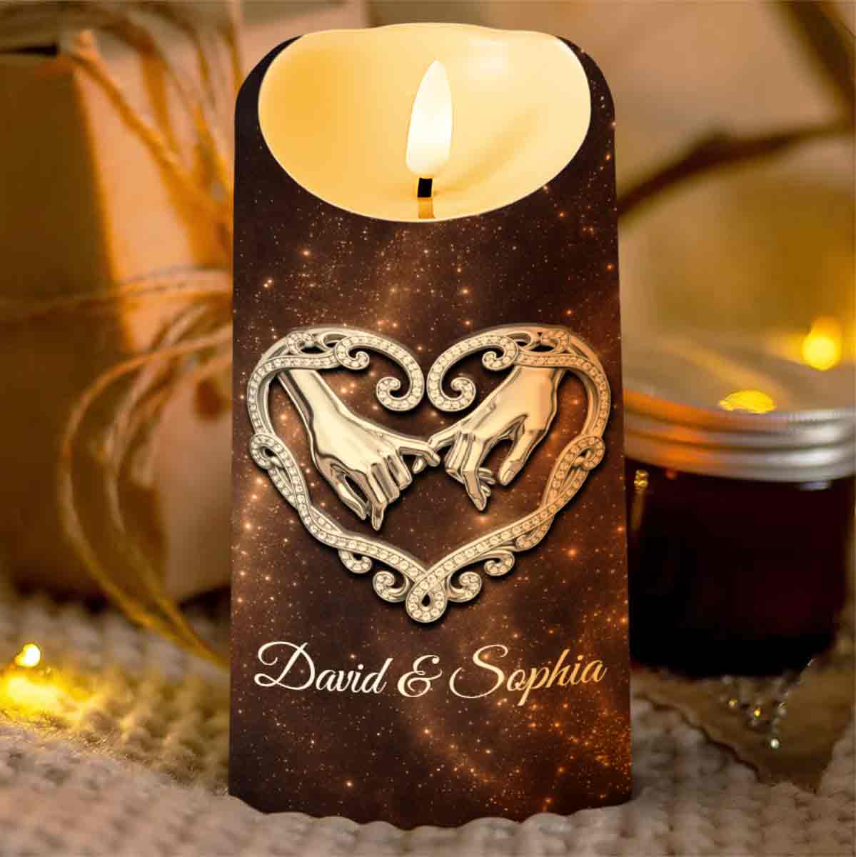 To My Husband You Are My Happily Ever After Holding Hands Heart - Personalized Custom LED Candle - CPL1364_LECA