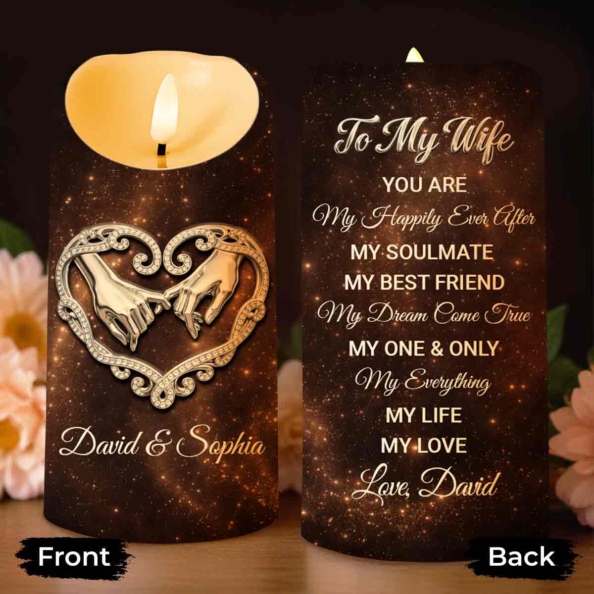 To My Husband You Are My Happily Ever After Holding Hands Heart - Personalized Custom LED Candle - CPL1364_LECA