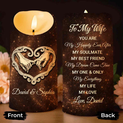 To My Husband You Are My Happily Ever After Holding Hands Heart - Personalized Custom LED Candle - CPL1364_LECA
