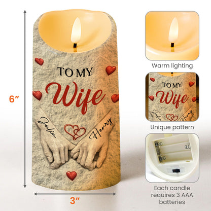 To My Wife I Wish I Could Turn Back The Clock Holding Hands - Personalized Custom LED Candle - CPL1366_LECA