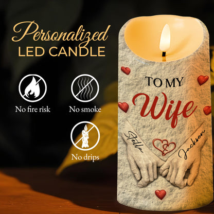 To My Wife I Wish I Could Turn Back The Clock Holding Hands - Personalized Custom LED Candle - CPL1366_LECA