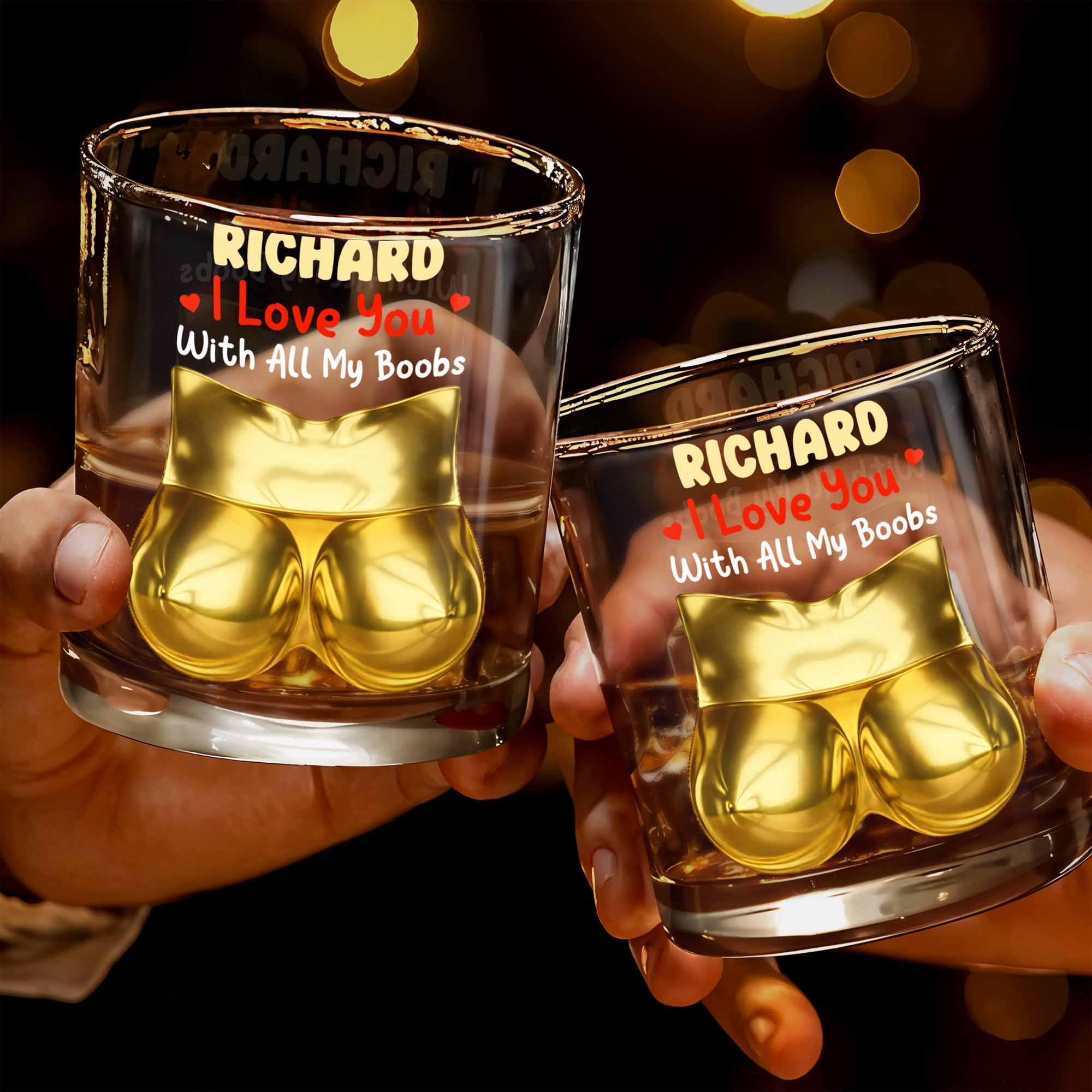 I Love You With All My Boobs Glass - Personalized Custom Whiskey Glass - CPL1367_RWG