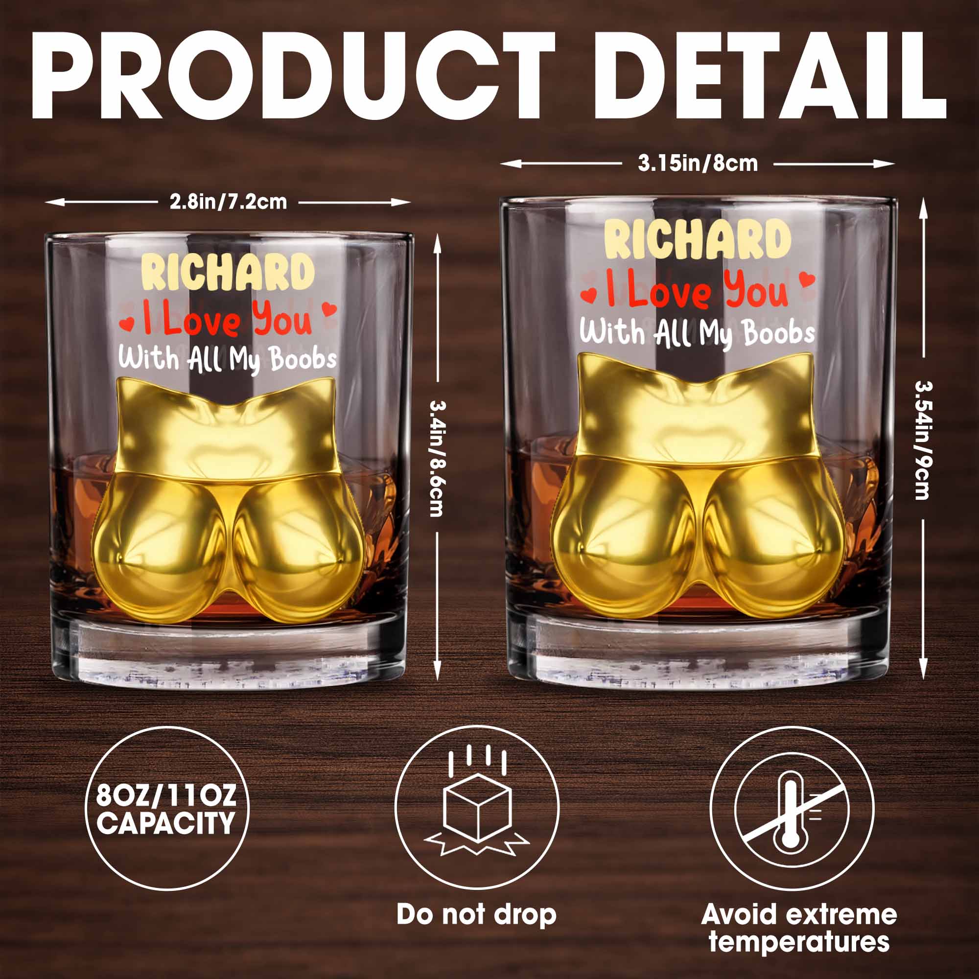 I Love You With All My Boobs Glass - Personalized Custom Whiskey Glass - CPL1367_RWG