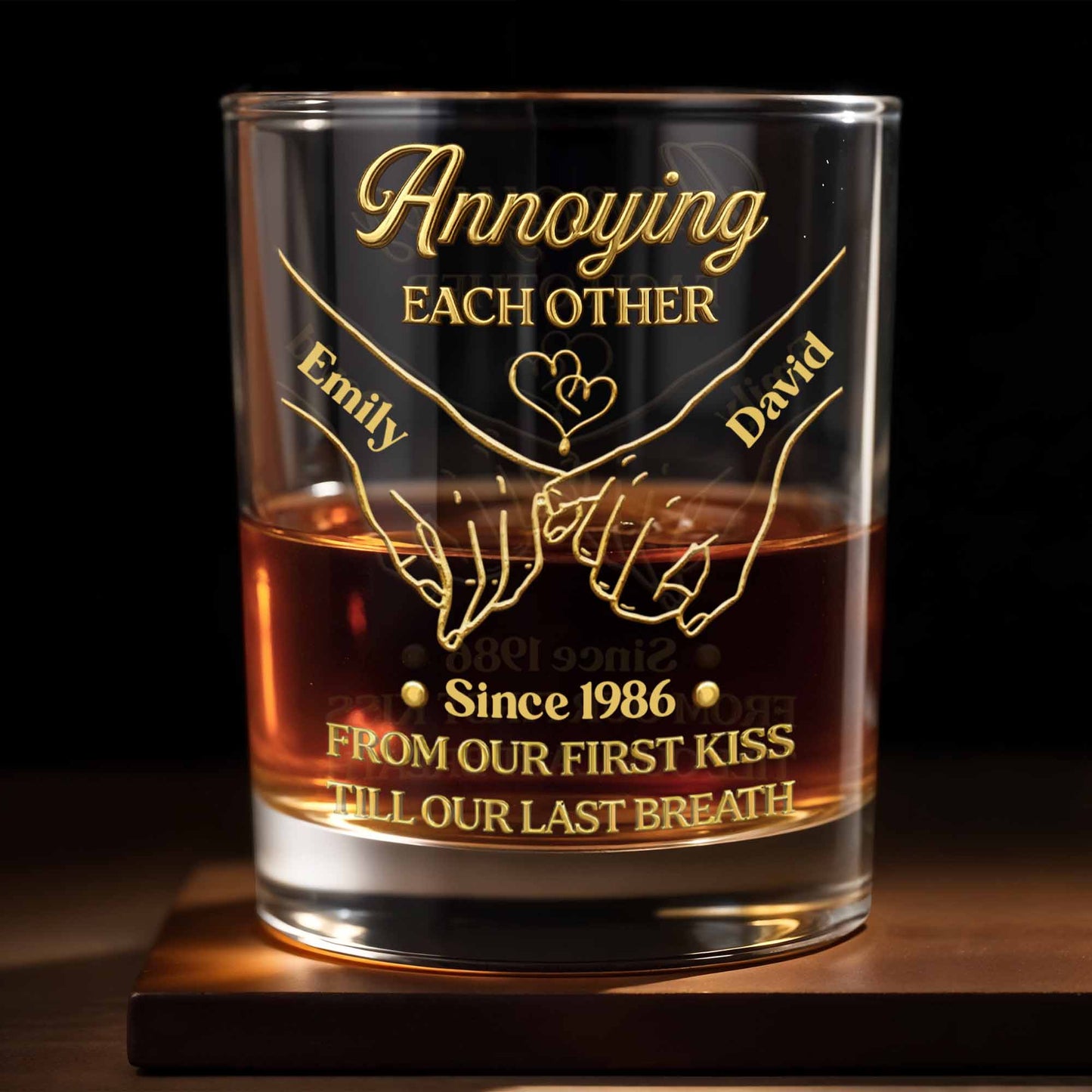 Annoying Each Other, Holding Hands Since - Personalized Custom Whiskey Glass - CPL1373_RWG