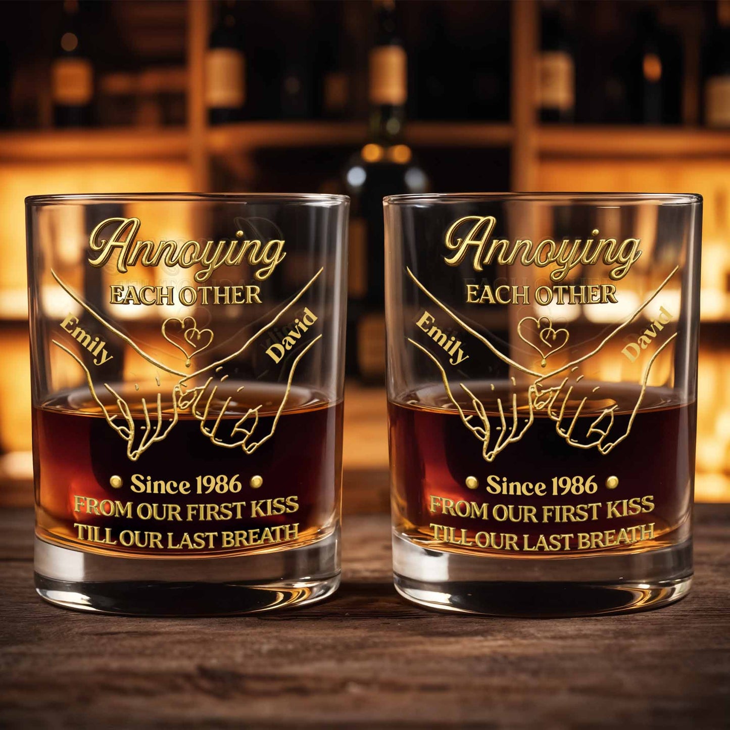Annoying Each Other, Holding Hands Since - Personalized Custom Whiskey Glass - CPL1373_RWG