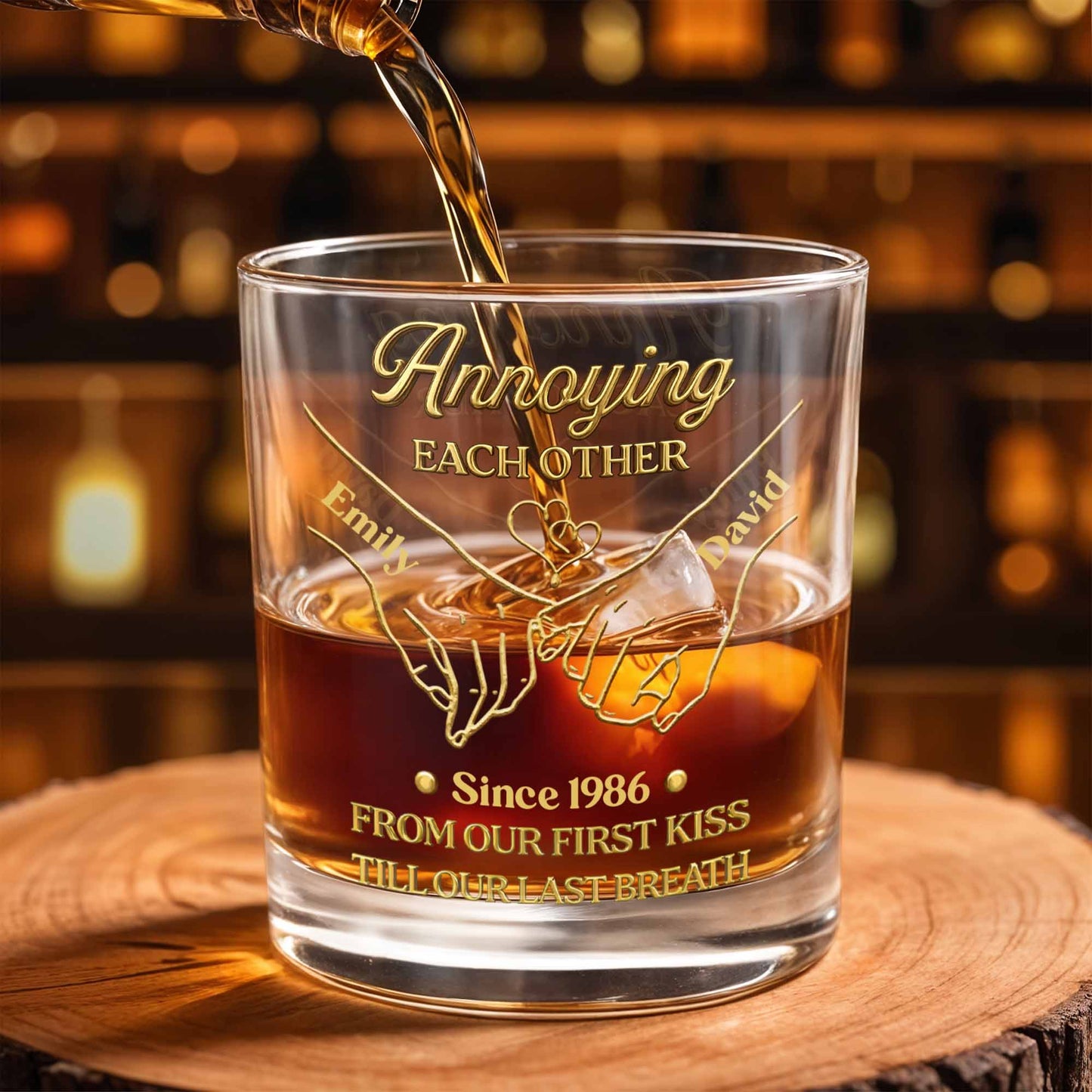 Annoying Each Other, Holding Hands Since - Personalized Custom Whiskey Glass - CPL1373_RWG