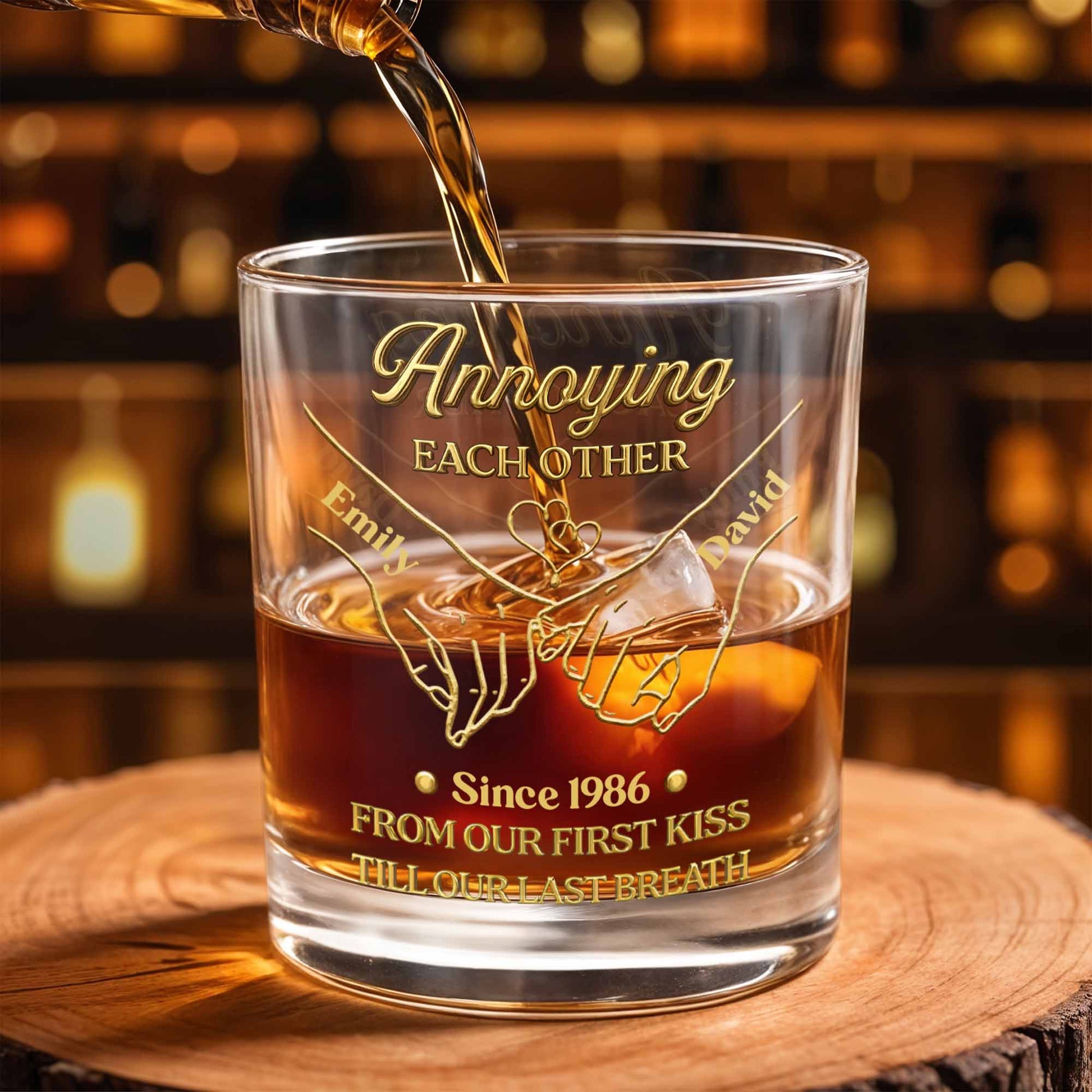 Annoying Each Other, Holding Hands Since - Personalized Custom Whiskey Glass - CPL1373_RWG
