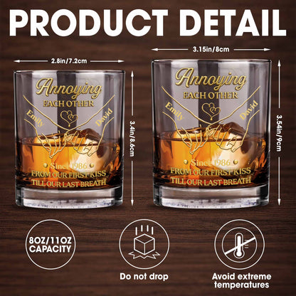 Annoying Each Other, Holding Hands Since - Personalized Custom Whiskey Glass - CPL1373_RWG