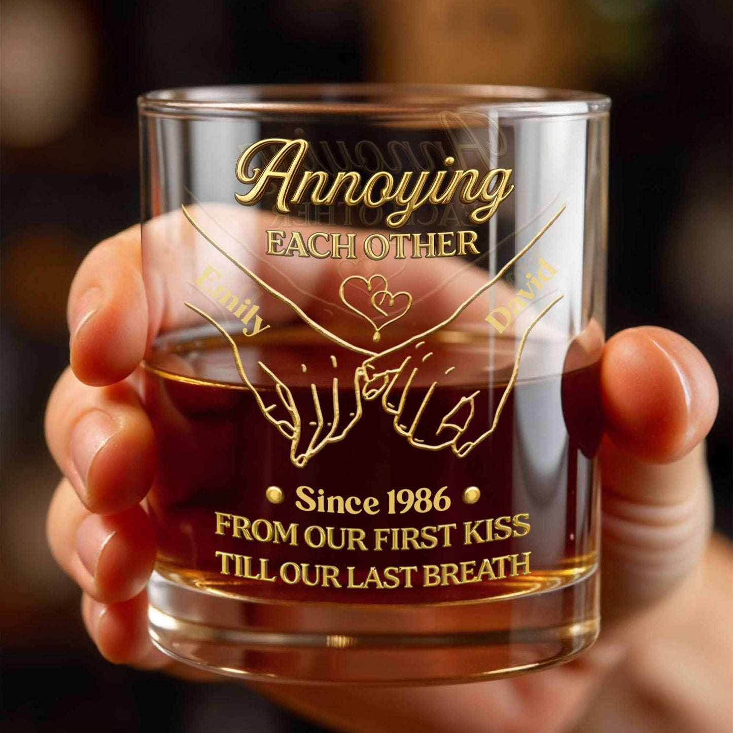 Annoying Each Other, Holding Hands Since - Personalized Custom Whiskey Glass - CPL1373_RWG