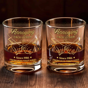 Annoying Each Other, Holding Hands Since - Personalized Custom Whiskey Glass - CPL1373_RWG