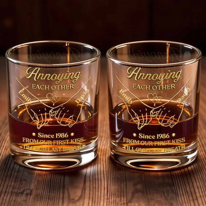 Annoying Each Other, Holding Hands Since - Personalized Custom Whiskey Glass - CPL1373_RWG