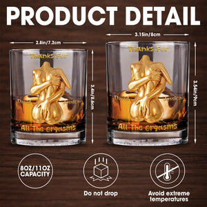 Thanks For All The Orgasms Embracing Gold Body - Personalized Custom Whiskey Glass - CPL1377_RWG
