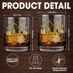 Adventuring Together Side By Side With Mountain And Hiking Couple - Personalized Custom Whiskey Glass - CPL1384_RWG