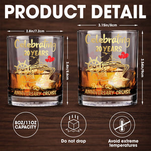 Celebrating Anniversary Cruise Ship Wheel And Hearts Design - Personalized Custom Whiskey Glass - CPL1432_RWG