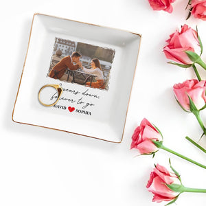 Two Years Down Forever To Go Custom Photo Heart - Personalized Custom Jewelry Dish, Square Ceramic Dish - CPL1459_SCRD