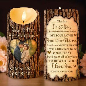 Soul Mate Love Declaration Engraved On Tree Bark Styled Candle - Personalized Custom LED Candle - CPL151_LECA