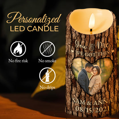 Soul Mate Love Declaration Engraved On Tree Bark Styled Candle - Personalized Custom LED Candle - CPL151_LECA