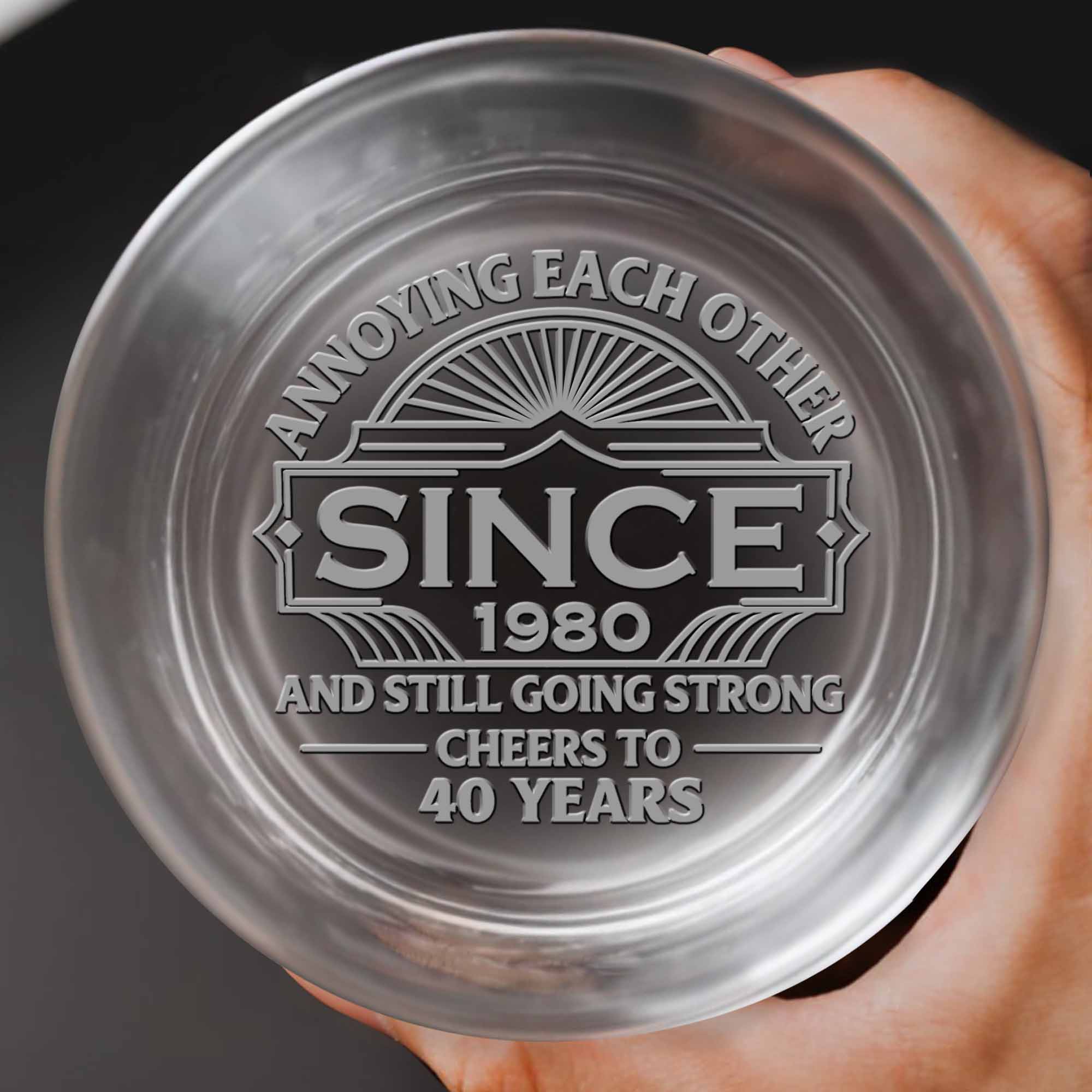 Annoying Each Other Since And Still Going Strong Retro Sun Frame - Personalized Engraved Whiskey Glass - CPL1549_EWG