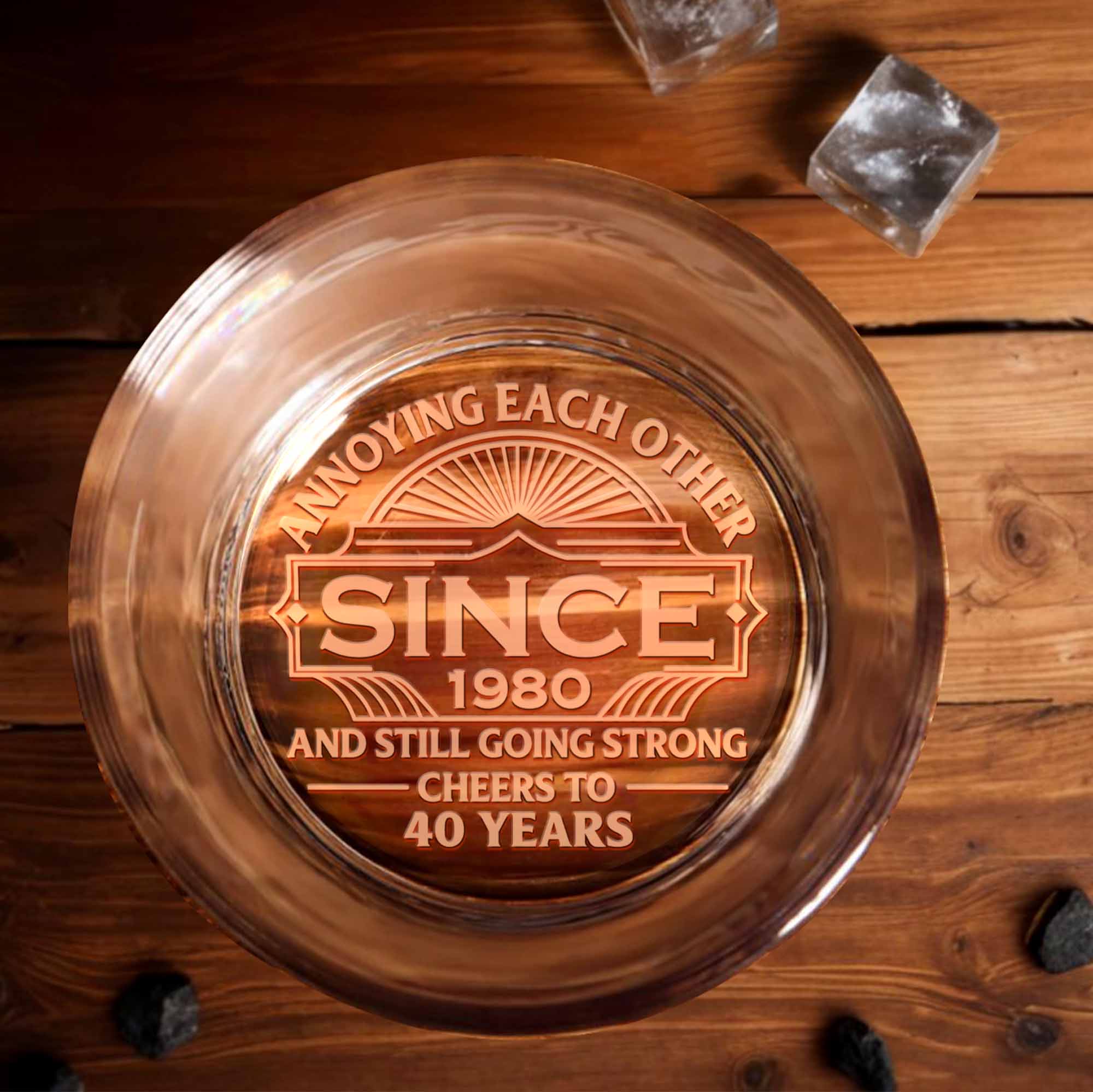 Annoying Each Other Since And Still Going Strong Retro Sun Frame - Personalized Engraved Whiskey Glass - CPL1549_EWG
