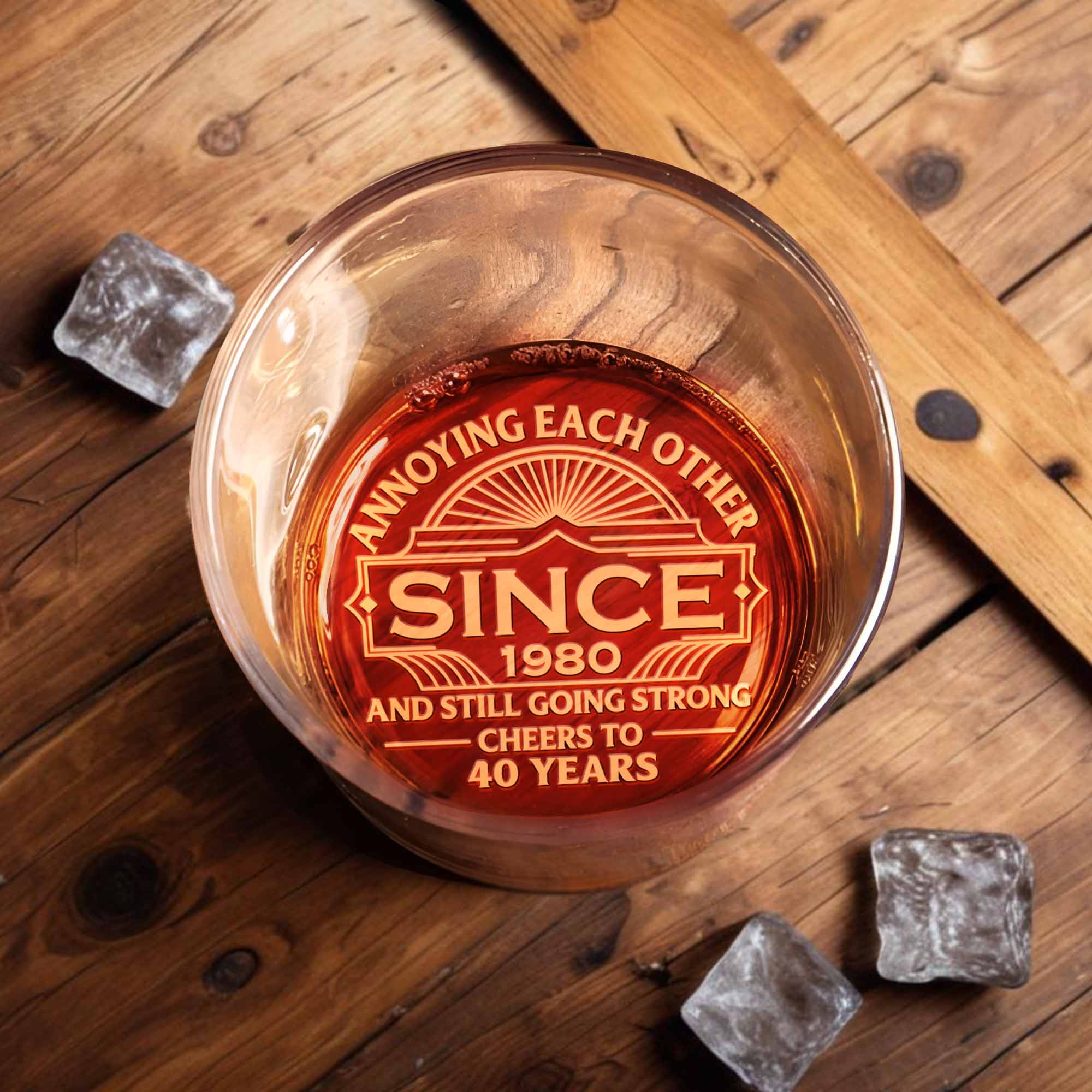 Annoying Each Other Since And Still Going Strong Retro Sun Frame - Personalized Engraved Whiskey Glass - CPL1549_EWG