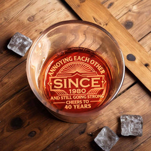 Annoying Each Other Since And Still Going Strong Retro Sun Frame - Personalized Engraved Whiskey Glass - CPL1549_EWG