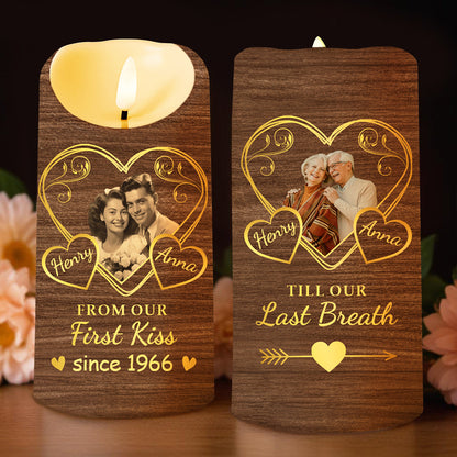From Our First Kiss Till Our Last Breath Heart Design - Personalized Custom LED Candle - CPL164_LECA