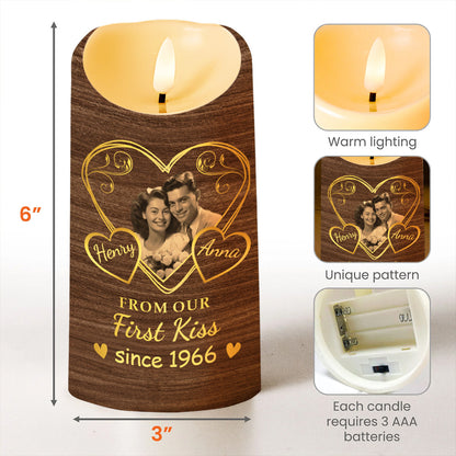 From Our First Kiss Till Our Last Breath Heart Design - Personalized Custom LED Candle - CPL164_LECA