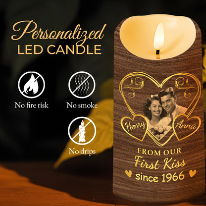 From Our First Kiss Till Our Last Breath Heart Design - Personalized Custom LED Candle - CPL164_LECA