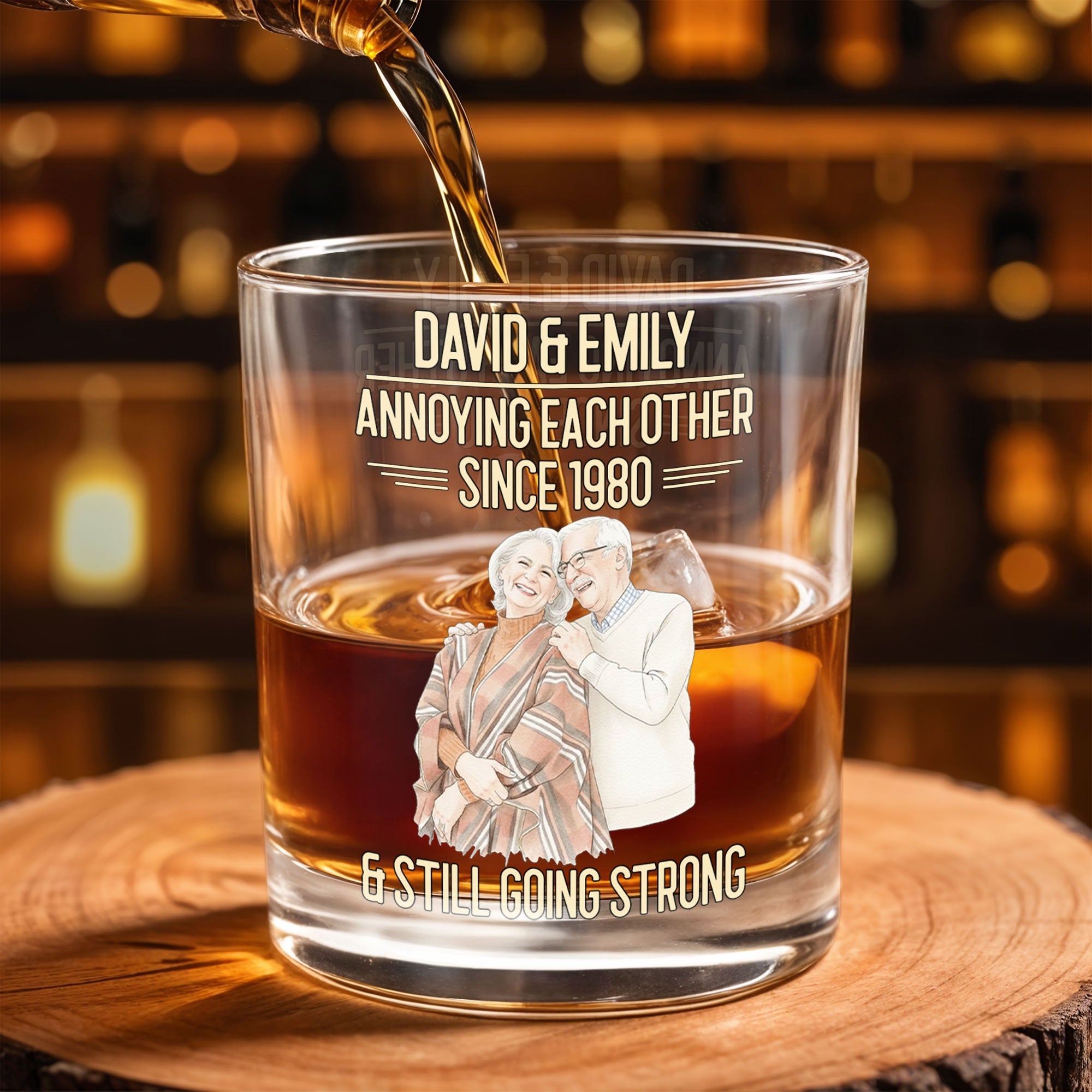 Annoying Each Other Since And Still Going Strong Custom Photo Portrait - Personalized Custom Whiskey Glass - CPL1654_RWG