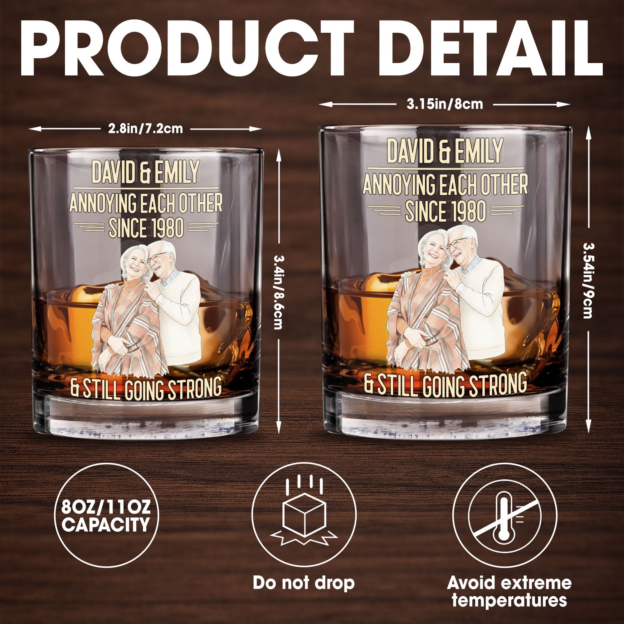 Annoying Each Other Since And Still Going Strong Custom Photo Portrait - Personalized Custom Whiskey Glass - CPL1654_RWG