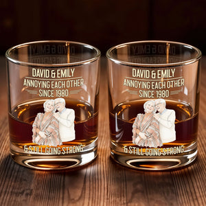 Annoying Each Other Since And Still Going Strong Custom Photo Portrait - Personalized Custom Whiskey Glass - CPL1654_RWG