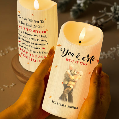 End Of Our Lives Together, Leaves and Dancing Couple - Personalized Custom LED Candle - CPL165_LECA