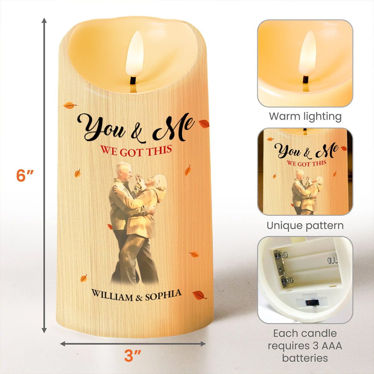 End Of Our Lives Together, Leaves and Dancing Couple - Personalized Custom LED Candle - CPL165_LECA