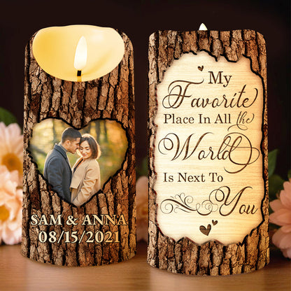 Favorite Place In The World Next To You Heart Photo Design - Personalized Custom LED Candle - CPL175_LECA