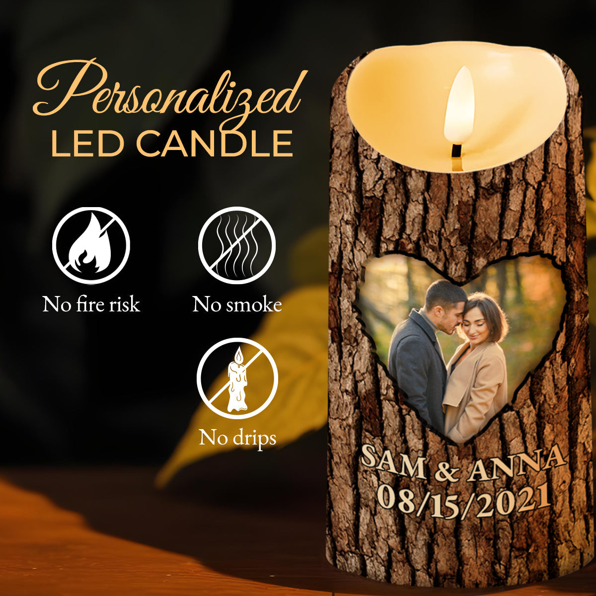 Favorite Place In The World Next To You Heart Photo Design - Personalized Custom LED Candle - CPL175_LECA