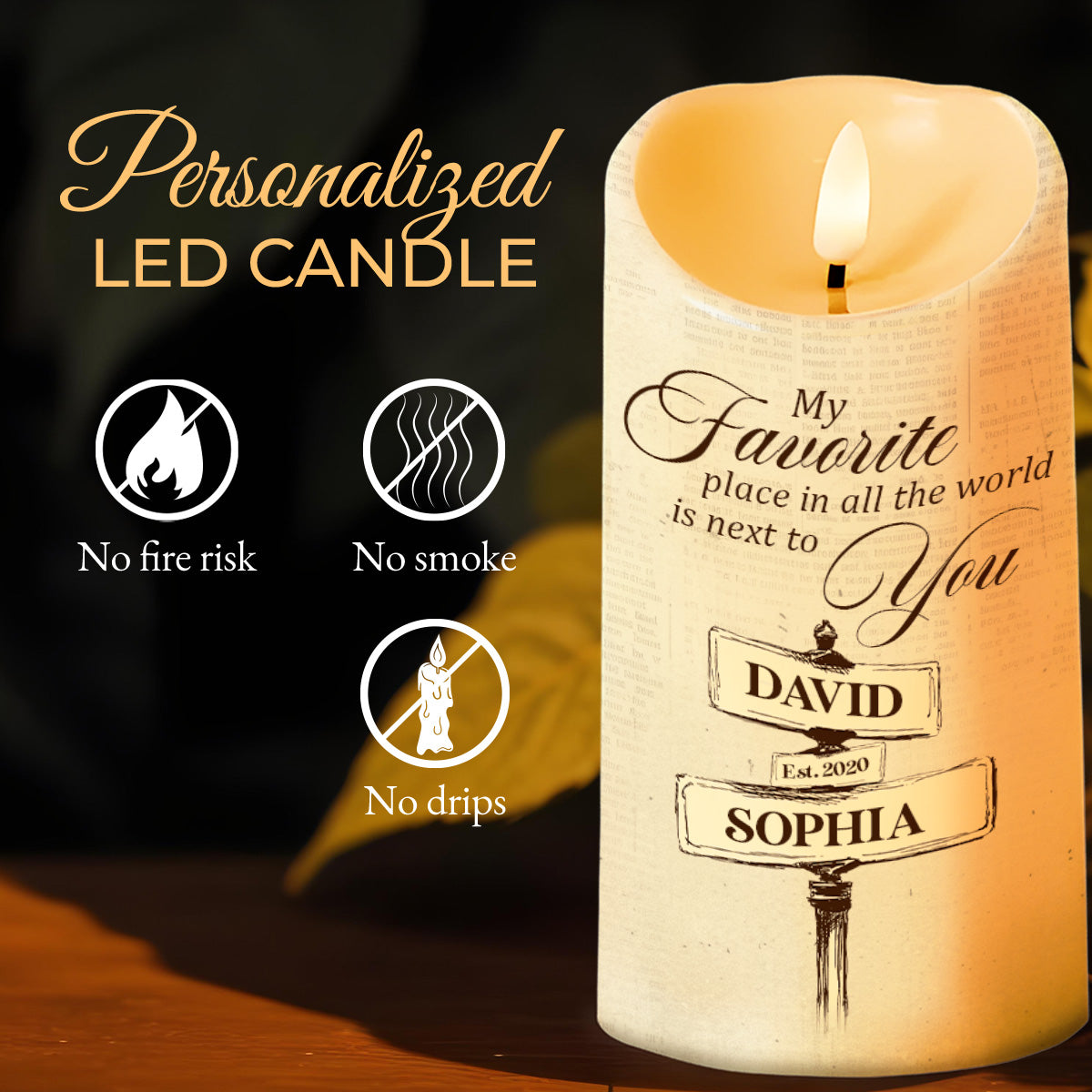 My Favorite Place Next To You, You & Me We Got This - Personalized Custom LED Candle - CPL177_LECA